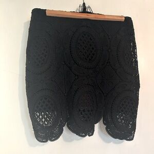 Black mini skirt with lace overlay